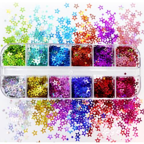 Holographic Glitter Hollow Star Resin Filling Sequin Paillette Jewelry Making Epoxy Resin Mold Decoration Slime Nail Art Glitter