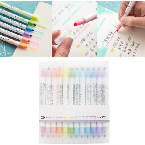 Highlighters Art Double-headed Highlighter Pens Highlighter Pens Tip Dry-Quickly Non-Toxic Highlighter Markers for Adult