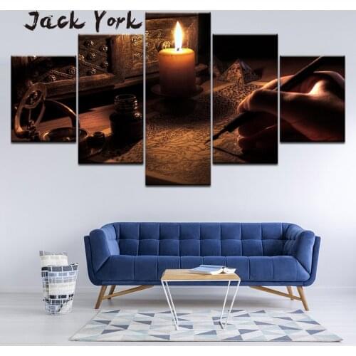 Canvas Painting Drawing under candlelight 5 Pieces Wall Art Painting Modular Wallpapers Poster Print Home Decor