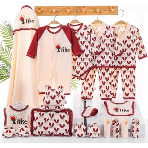 20 PCS Four Season Newborn Unisex Clothing Set Breathable 100%Cotton Baby Clothes Set Baby Accessories Infant Outfit