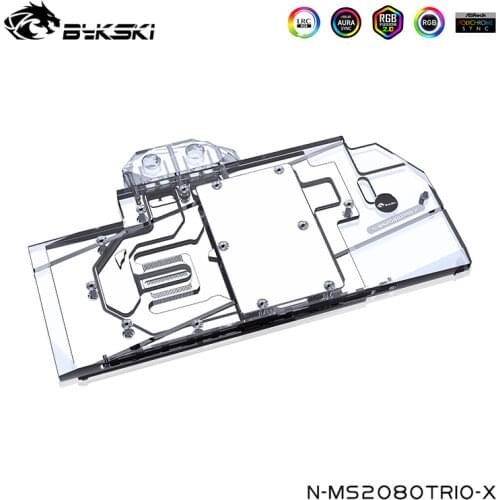 Bykski VGA Cooler Fit MSI RTX 2080 GAMING X TRIO Water Cooling Block Support Light Synchronous Mainboard,N-MS2080TRIO-X