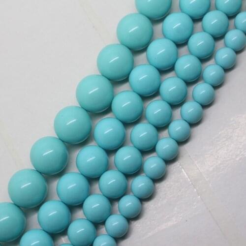 Mini. order is $7! 4-14mm Manmade German Turquoises Round Loose Beads 15"