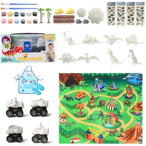 DIY Handmade Dinosaur Model 3D Science And Education Toys Creative Watercolor Coloring Graffiti Painting Hand Painted