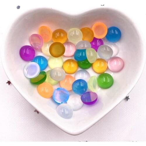 New 60pcs 10mm Round Colorful Beautiful Resin Cats eye Gems Flatback Rhinestone Appliques DIY Wedding Scrapbook Craft SG10