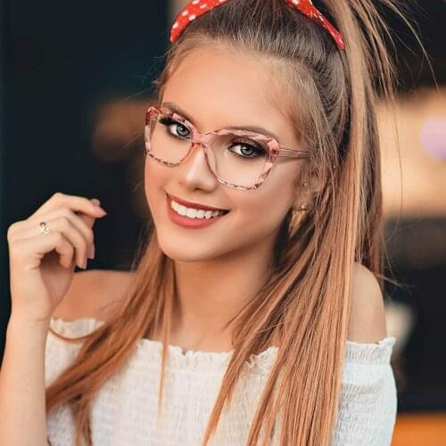 Belight Optical Fashion Cat Eye Shape Plano Lens Anti Blue TR90 Glasses Women Prescription Eyeglasses Frame Eyewear 2009