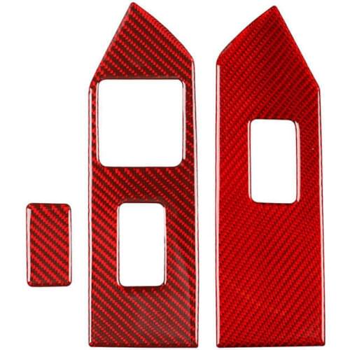 Fit For Ford Old Mustang 2009-2013 Carbon Fiber Door Glass Lifting Panel 3-Piece Sticker-Red car accessories