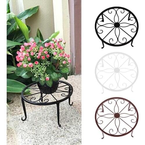 24x13cm Indoor Outdoor Plant Stand Metal Flowerpot Stand Round Iron Plant Pot Holder Living Room balcony Flowerpot shelf