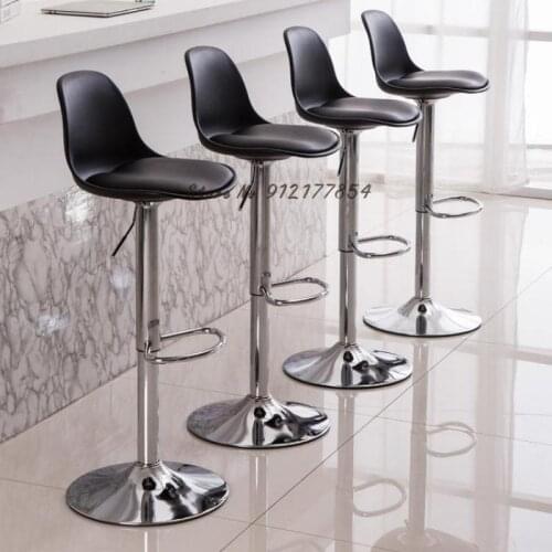 Nordic Bar Stools Modern Minimalist Front Desk Chair Lift Swivel Home High Stool Bar Chair Backrest Light Luxury