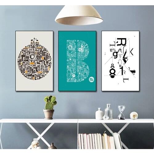 Nordic Minimalist Abstract English Alphabet Canvas Art Print Poster Wall Pictures for Home Decoration Wall Decoration