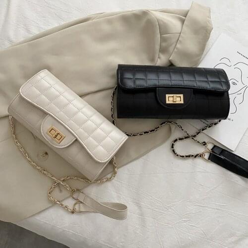 Fashion Lattice Pattern Shoulder Bag Women PU Leather Solid Color Simple Messenger Crossbody Money Clutches Pouch