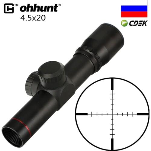 Tactical Ohhunt 4.5x20 1 inch Compact Hunting Rifle Scope Optical Sight P4 Reticle Riflescope With Flip-open Lens Caps