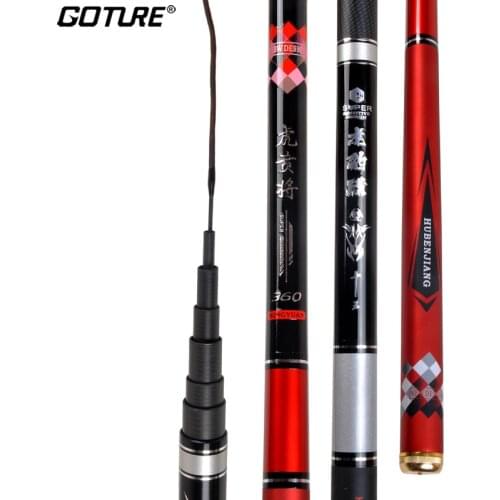 Goture 1/9 Power Telescopic Fishing Rod Carbon Fiber 3.6m3.9m 4.5m 5.4m 6.3m Superhard Hand Pole Tenkara Carp Stream Fishing Rod