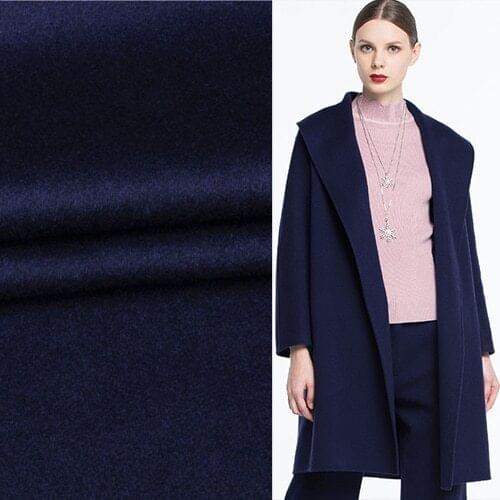 Navy blue wool cashmere fabric 680g/meter 92% wool blended 8% viscose,WF230
