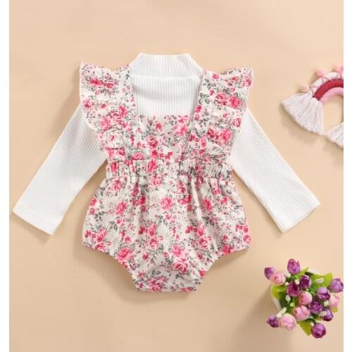 Ma&Baby 0-24M Newborn Baby Girls Clothes Set Infant Toddler Knitted Long Sleeve Sweaters Floral Shorts Overalls Outfits Autumn