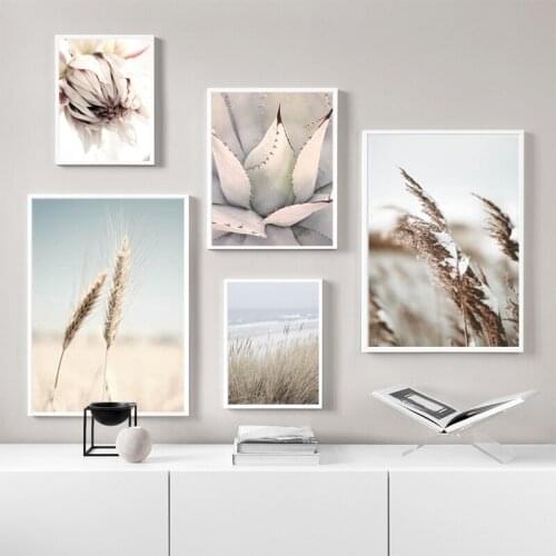 Reed Grass Sea Landscape Canvas Painting Scandinavian Print and Poster Nature Scenery Wall Art Picture Nordic Style Home Decor