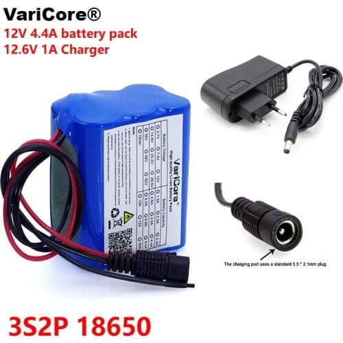 VariCore 12 v 4.4 Ah 4400mAh 18650 Rechargeable batteries 12V with BMS Lithium Battery pack Protection Board +12.6V 1A Charger
