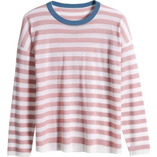 Spring and autumn big round neckline contrast color full wool 60 merino full wool, the same style knit sweater for women