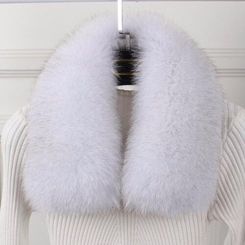 Wholesale silver fox Winter Womens Real Fox Fur Collar Fox Fur Cap Fur Collar 60cm Straight Collar Soft Fur Scarf Neck Warmer
