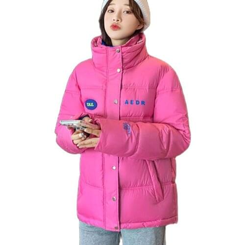 Winter New Womens Puffer Jacket 2021 Large Size Stitching Warm Cotton Short Coat Girl Korean Casual Loose Parkas Woman Top