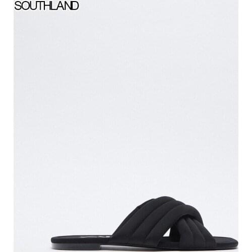 SOUTHLAND 2021 summer new womens shoes Black flat sandals