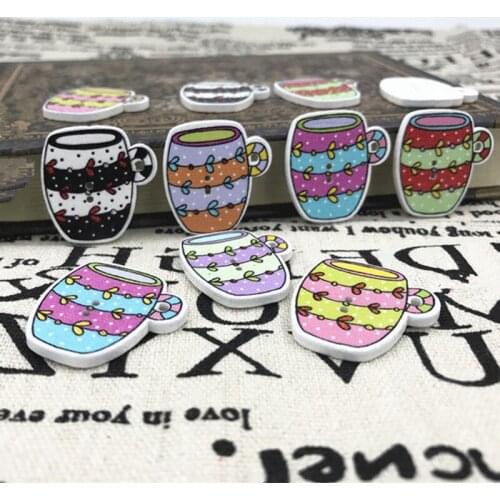 DIY 100pcs Mixed color Dots cup buttons Wooden 2-holes Sewing decoration Handicrafts 27mm