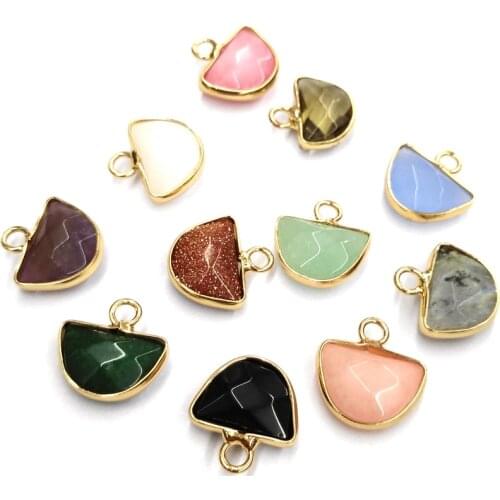 2Pcs Natural Stone Opal Amethysts Small Faceted Pendant for Wome Jewelry Making DIY Necklace Earrings 13x13mm