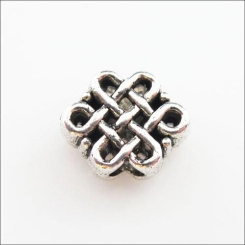 20 New Charms Tibetan Silver Tone Chinese Knot Spacer Beads 9x11mm