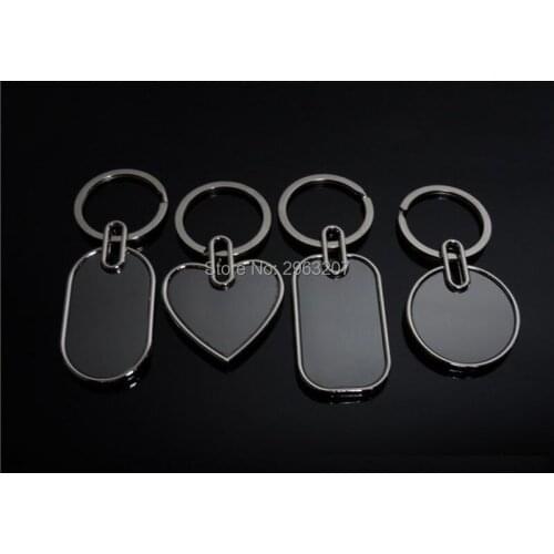 200pcs Zinc Alloy Heart Round Square Blank Keychains Novelty Car Keyrings for Advertising Souvenirs Gifts