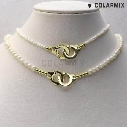 4Pcs Fashion Cuff clasp pendants necklace Pearl necklace collar necklace for women mix size jewelry fashion accessoris