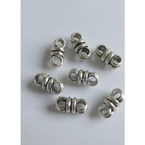 50pcs Antique Charms Slider Spacer Double Holes Fit 3mm Round Leather Cords Bracelet Jewelry Findings