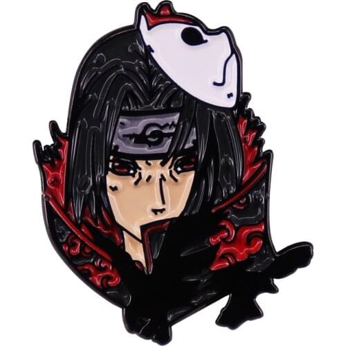 Anime Lovers Accessories NINJA Akatsuki Itachi Cartoon Enamel Lapel Clothes Coats Bag Badge Brooch Pin