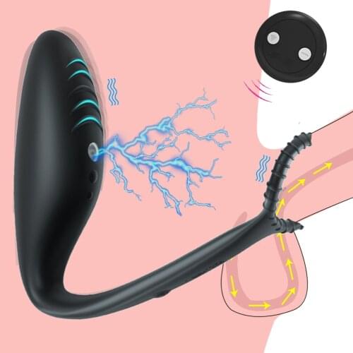 Electric Shock Anal Vibrator for Man Prostate Massager Masturbator Remote Control Delay Ejaculation Ring Anal Plug Sex Toys