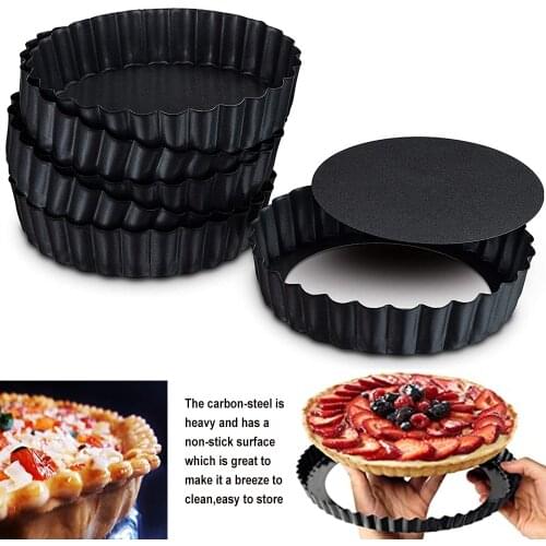 Nonstick Tart Pan Pie Pizza Pan Carbon Steel Baking Loaf Bread Baking Tray Dishes Removable Base Baking Mold Pastry Cake Mould
