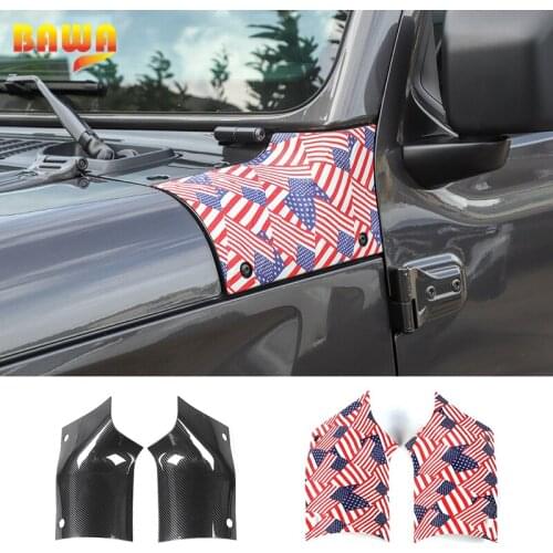BAWA Engine Cover Angle Hood Decal Cover Cowl Body Armor Outer Cowling Corner Guards For Jeep Wrangler JL 2018+ Gladiator JT