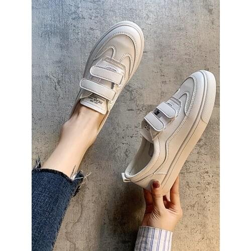 White female 2021 spring and autumn new Korean version of the British style thick-soled all-match casual velcro sneakers