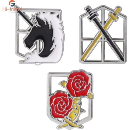 Attack On Titan Brooch Pin Training Corps Military Police Regiment Stationed Corps Eren Badge Brooch For Fans Gift