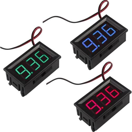 DC 4.5V-30V 2 Wires 0.56'' Digital Voltmeter LED Vehicles Motor Voltage Panel Meter Mini LED Voltmeter Red Blue Green