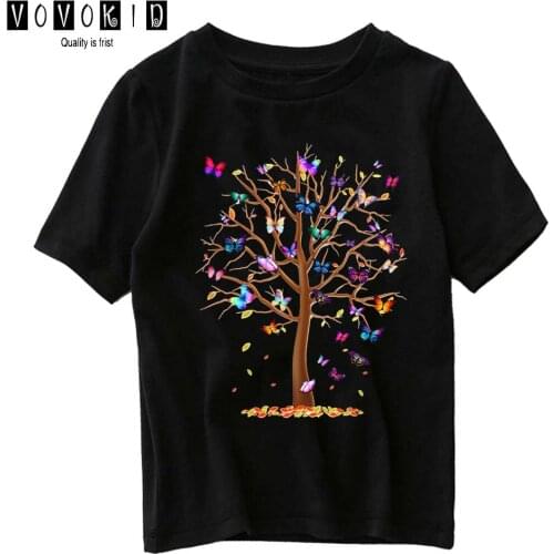 Little Butterfly Tree Chlidren Girl Boy Cute Cartoon Sweet Japanese Streetwear T-shirt Summer Top Baby T Shirt Cartoon Shirt