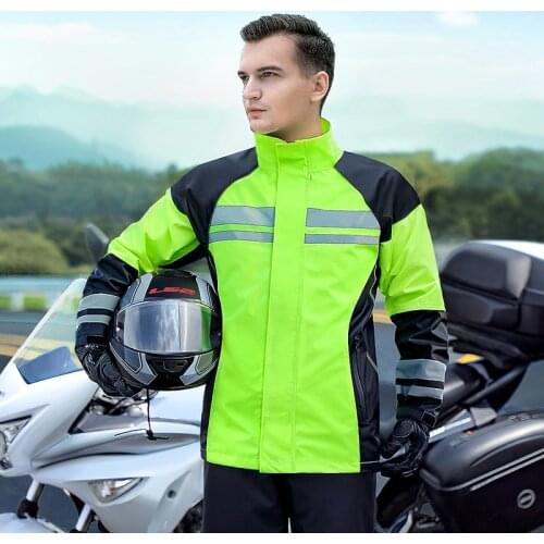 Mens Motorcycle Raincoat Long-lasting Waterproof Motorcycle Rainwear Breathable Moto Biker Raincoat Set Summer Autumn