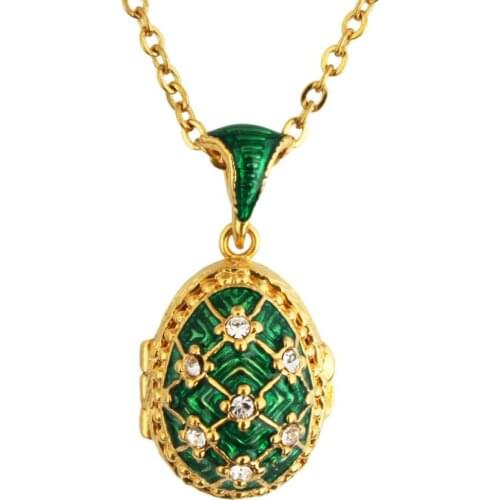 Enamel HandMade Jewelry Can Open Brass Vintage Egg Pendant Crystal Necklace Gift To Women Girls Angel Inside Women Accessories