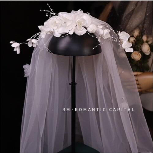 Fairy Flower Veil Bridal Elegant Retro Romantic French Wedding Dress Photo Studio Accessories celestia ludenberg wig