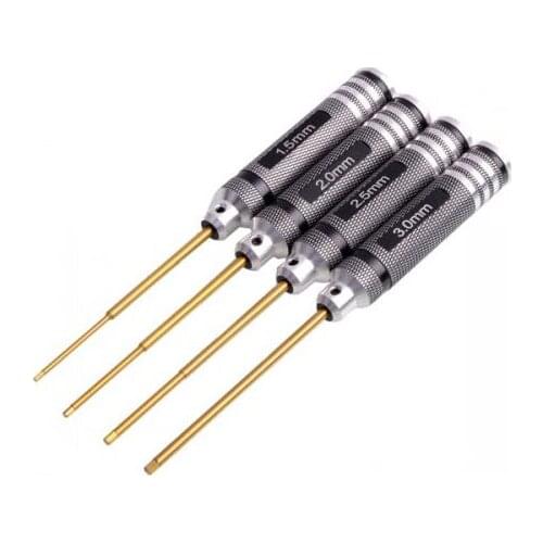 RC Tools 4 Pcs Hex Screw Driver Set Titanium Plating Hardened 1.5 2.0 2.5 3.0mm Screwdriver For Helicopter Toys