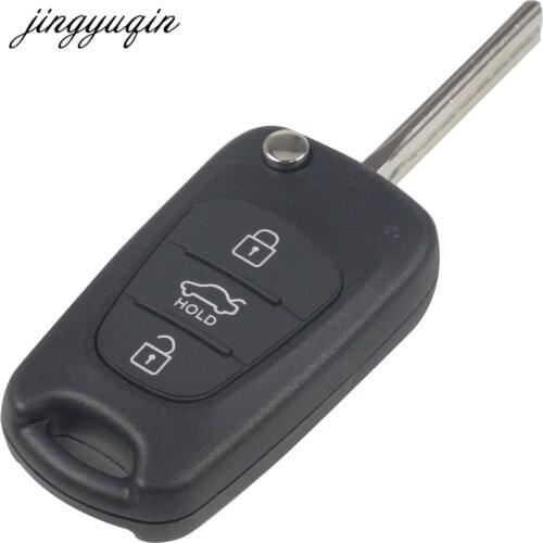 Jingyuqin 10pcs Remote Flip Key Shell For KIA K2 K5 For Hyundai ix30 ix35 3 Buttons Car Folding Fob Case With Hold Button FOB