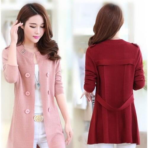 New Fashion Spring Autumn Women Sweater Cardigans Casual Long Design Female Knitted Coat Pink yellow Cardigan Sweater Top