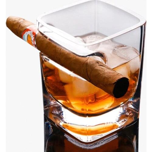 Creative Whisky Cigar Cigarette Crystal Thickening Glasses Drinking Imported Wine Liquor Juice Cup Square Mug dropshipping