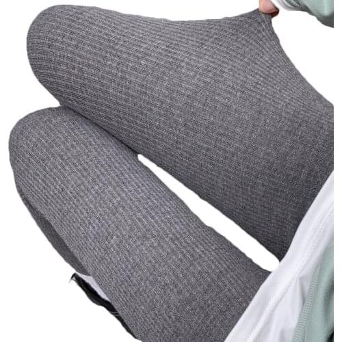 Gray Threaded Leggings Womens Spring Autumn inner wear Pencil Pants Winter Plus Velvet Elastic High Waist Cropped Pants b728