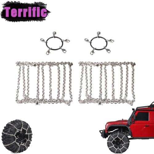 2pcs Metal Snow Tire Chain Anti-skid Chains for 1/10 RC Crawler Traxxas TRX4 Axial SCX10 90046 RC4WD D90 TF2 Tamiya CC01