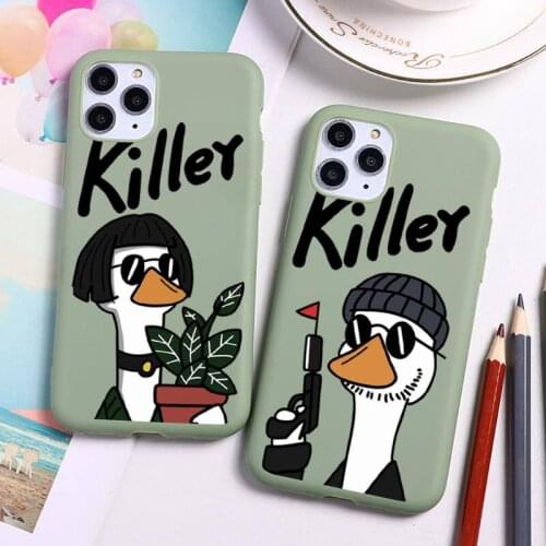 Cute Killer Leon Uncle Gir Phone Case For iphone 12 11 Pro Max Mini XS 8 7 6 6S Plus X SE 2020 XR Candy green Silicone cover
