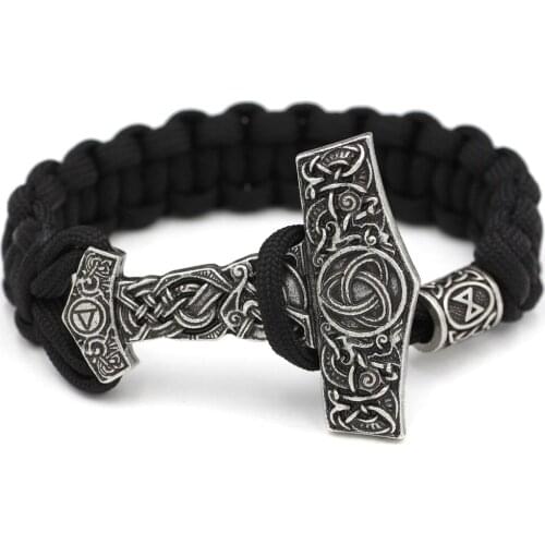 Men Viking Rune Thor Hammer Amulet Hammer Scandinavian Odin Symbol Knot Bracelet