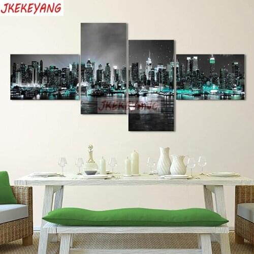 4pcs full square mosaic,5d diamond painting New York and London night view diy diamond embroidery crafts home decoration Y3588